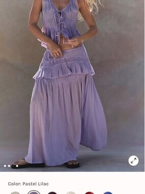 Pastel Lilac Tiered Maxi Skirt - Women's Lilac Skirt And Top 2 Piece Set